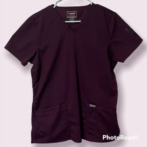 Cherokee Eggplant Scrub Top. Size Medium.